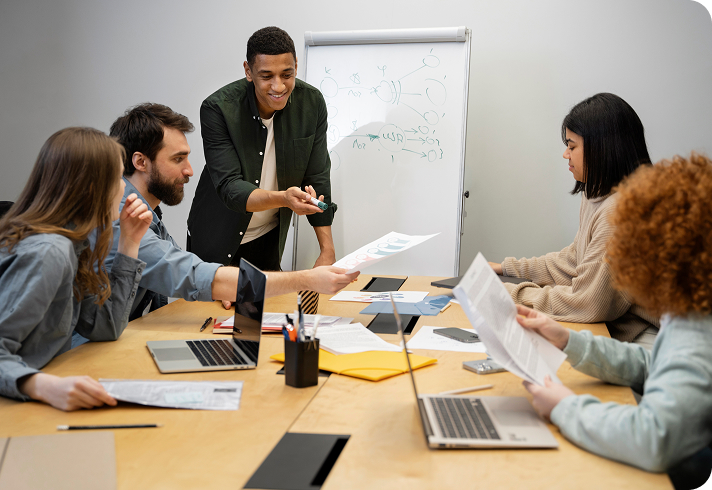 Peer leaders collaborating in a workshop